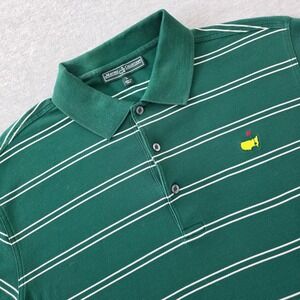 Masters Collection Mens Green Striped Pima Cotton Golf Polo Shirt Large L